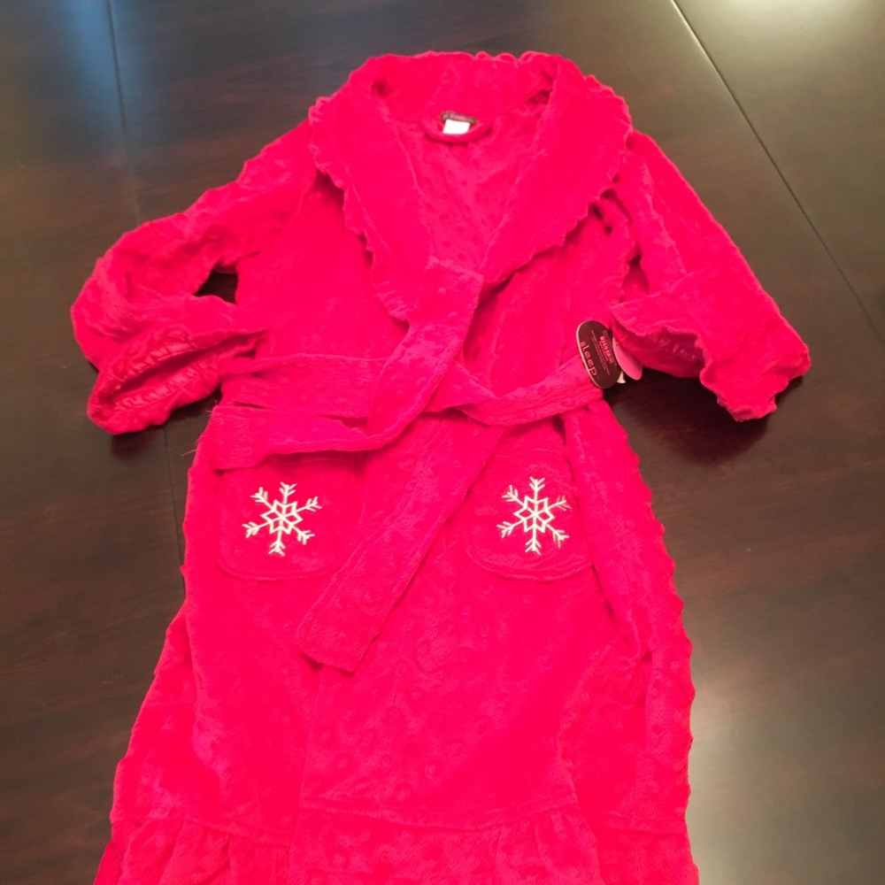 Girls SUPER SOFT Red Holiday Robe Sz 6/7 NWT